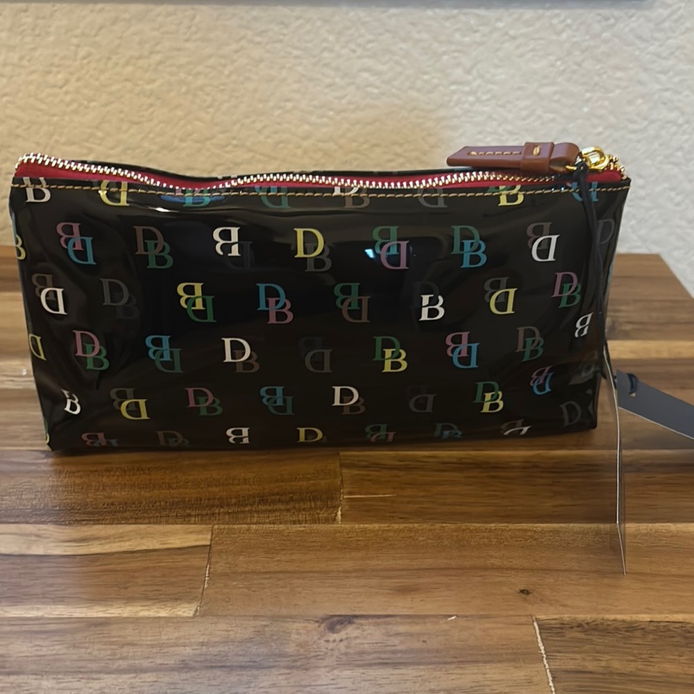 Dooney & Bourke Black Toiletry Bag with Gold Zipper